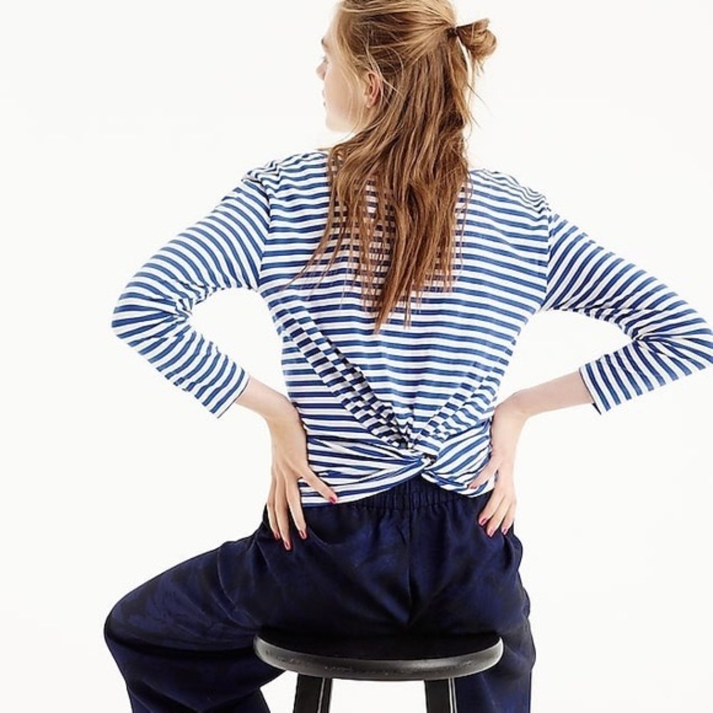 J. Crew Striped Twist Back Top